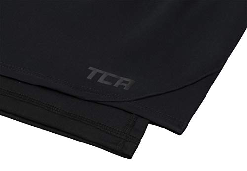 TCA Pantalones Cortos de Running Mujer 2 en 1 Pantalón Corto con Compresión Interna y Bolsillo con Cremallera - Negro, M