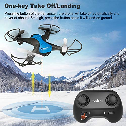 tech rc Mini Drone Fácil de Volar con Dos Baterías Función de Despegue / Aterrizaje de un Botón, Modo sin Cabeza Protectores 3D Flip 360 ° Buen Regalo para Niños y Principiantes