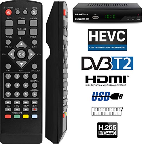 Tempo 4000 Decodificador Digital Terrestre – DVB T2 / HDMI Full HD / Canales Sintonizador / Receptor TV / PVR / H.265 HEVC / USB / Decoder / DVB-T2 / TNT / TDT Television / 4K