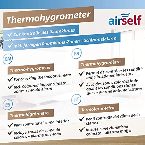 Termohigrómetro analógico - Termómetro de Interiores y medidor de Humedad - con Zonas de Confort para controlar ambientes