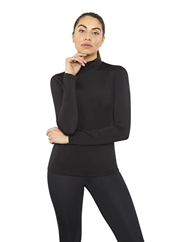 tex leaves Camiseta Interior Térmica para Mujer - Cuello Alto - Colores a Elegir (Negro, L)