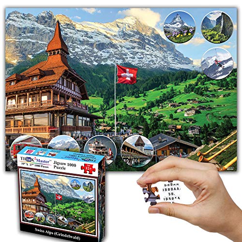Think2Master - Rompecabezas de 1000 piezas (Grindelwald) para adolescentes y adultos, tamaño de rompecabezas terminado de este destino europeo de viajes es de 68 x 48 cm.