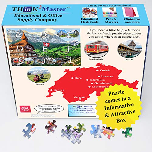 Think2Master - Rompecabezas de 1000 piezas (Grindelwald) para adolescentes y adultos, tamaño de rompecabezas terminado de este destino europeo de viajes es de 68 x 48 cm.