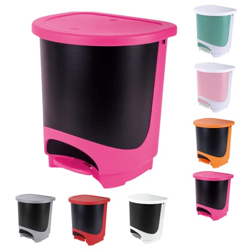 TIENDA EURASIA® Cubo de Basura para la Cocina - Cubo Basura con Pedal Capacidad para 30 Litros - Material Plastico Resistente - Variedad de Colores (Fucsia)
