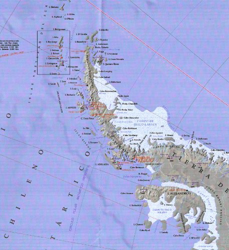 Tierra del Fuego, Antártica 1:400.000 impermeable mapa regional de Chile # 9