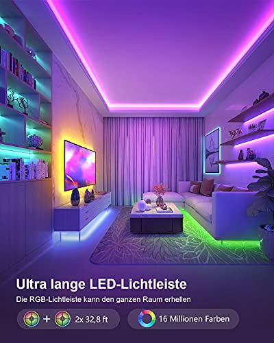 Tira LED 20m, Nallee 2x10metros Luces LED para Habitación, Luces de Tiras LED con mando a distancia de 44 teclas, Luz LED para la iluminación de armarios, decoración del hogar, bar, cocina, fiesta