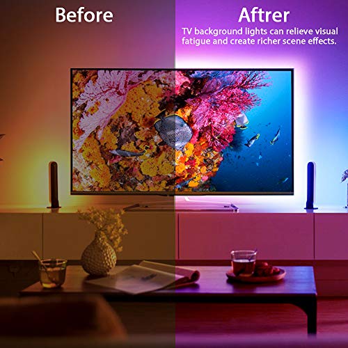 Tiras LED TV, Romwish 4.5M Tira LED USB RGB con APP, 16 Millones Colores DIY 5050 SMD,Sincronización de música Iluminacion Luces LED TV Escenas para HDTV/PC