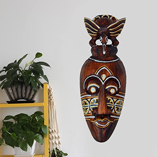 TISHITA 30/50 cm máscaras africanas decoración máscaras decoración de Pared Estatua aborigen África rasguño Bosque de Madera exótica máscara de Madera Maciza - C-30CM