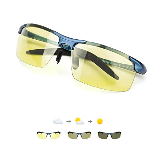 TJUTR Gafas fotocromáticas de visión nocturna para hombre, lentes polarizadas antirreflejos, para conducción nocturna, día y noche
