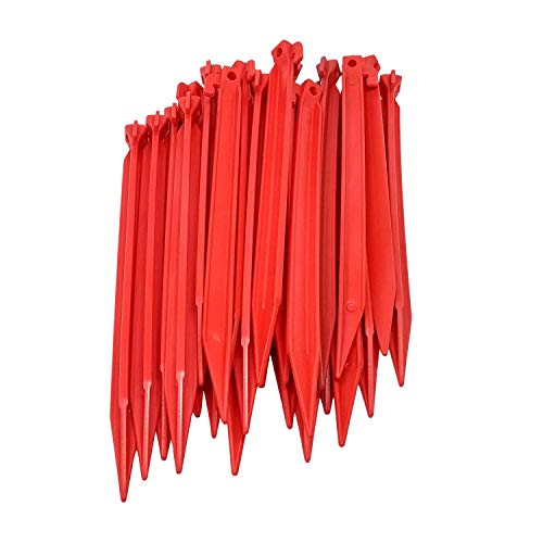 ToCi Set de 32 Piquetas de plástico 30 cm |Estacas para Tiendas de campaña, para Utilizar al Aire Libre, Camping, jardinería | Clavijas de Color Rojo