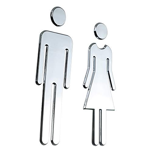 Tocone Adhesivo Acrílico Señales Baño Signo Mujer Hombre Placa Puerta WC Señalización Aseos 6,5x20cm