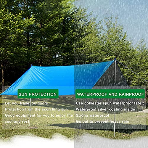 Toldo Camping Impermeable Rain Tarp UV Protección Lona para Acampar con Accesorios, Portátil, Impermeable, Refugio, Portátil Toldo para Hamaca Furgoneta Playa Vivac Exterior,Verde,230x210cm