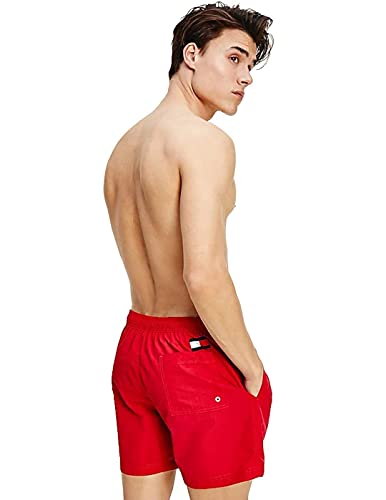 Tommy Hilfiger Colour-Blocked Slim Fit Mid Length Swim Shorts Bañador, Primary Red, XL para Hombre