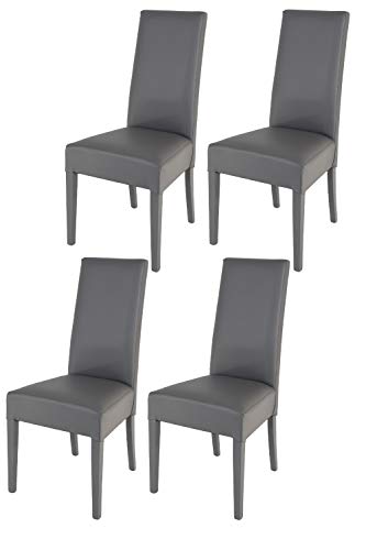 Tommychairs - Set 4 sillas Luisa para Cocina, Comedor, Bar y Restaurante, solida Estructura en Madera de Haya y Asiento tapizado en Polipiel Gris Oscuro