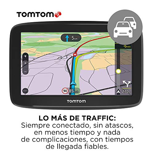TomTom GPS para coche GO Classic, 5 pulgadas, con tráfico y prueba de radares gracias a TomTom Traffic, mapas de la UE, actualizaciones a través de WiFi, soporte reversible integrado