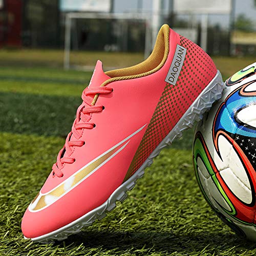 Topwolve Zapatillas de Fútbol para Hombre Profesionales Botas de Fútbol Aire Libre Atletismo Zapatos de Entrenamiento Zapatos de Fútbol,Rosa,40 EU