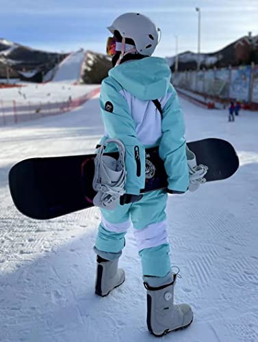 Trajes De Nieve Mujeres Hombres Una Pieza Trajes De Esquí Aislado Ropa De Esqui Monos Exterior Impermeable Traje De Esquí De Snowboard para Deportes De Nieve,Verde,L