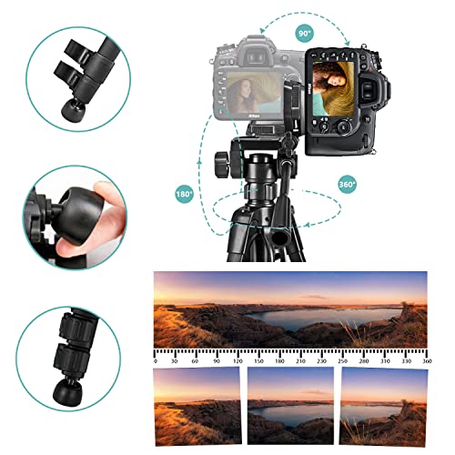 Trípode para cámara, EVERESTA 55 pulgadas para cámara réflex digital, trípode alto extensible Gopro con obturador remoto y soporte para teléfono celular