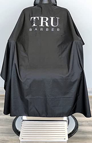 TRU BARBER Capa de peluqueria XXL, con cuello de silicona, 100% poliéster, capa de peso ligero y resistente al agua, capa de salón profesional con cierre a presión