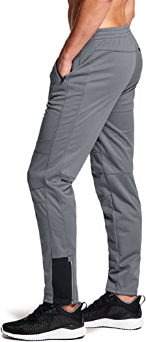 TSLA Pantalones térmicos cortavientos para hombre, con forro polar exterior, pantalones de ciclismo para invierno y tiempo frío
