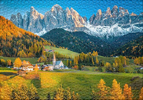 Ulmer Puzzleschmiede - Puzzle Santa Magdalena - Puzzle de 1000 Piezas - un pintoresco Pueblo de montaña Frente al Panorama del Grupo Geisler Cerca de Bozen en el Tirol del Sur
