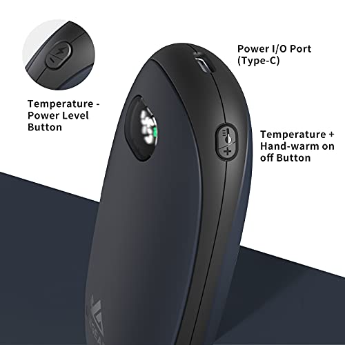 Unigear Calentador de Manos Recargable - Reutilizable Portable Electrónico Calienta Manos 5200mah USB Banco de Energía Calor 35-55°C y Digital Pantalla, para Raynauds, Exterior, Camping, Senderismo