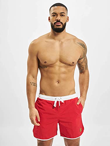 Urban Classics Bañador Retro Pantalones Cortos, Rojo, M para Hombre