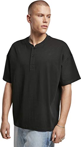 Urban Classics Oversized Henley tee Camiseta, Negro, XXXL para Hombre