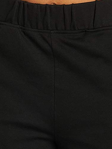 URBAN CLASSICS Pantalones Casual de Cintura Alta para Mujer, Pantalón de Pierna Ancha, Corte Suelto, Pantalones de Yoga, Color: negro, Tallas: L