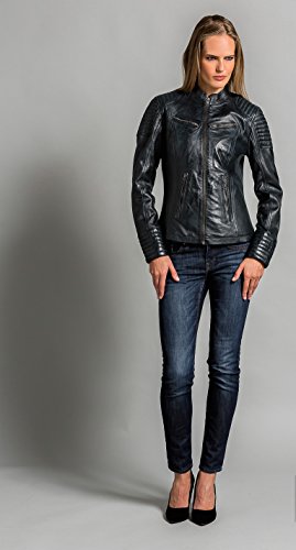 Urban Leather Corto Biker - Chaqueta de piel, Mujer, azul, 4XL