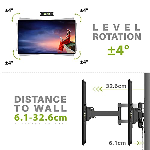 USX-MOUNT Soporte de monitor TV para autocaravana caravana adecuado televisores 10 a 26 pulgadas con VESA 50 x – 100 mm hasta 15 kg, soporte pared giratorio inclinable cerradura.