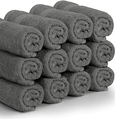 Utopia Towels - Juego de Toallas Premium (30 x 30 cm, Gris) 600 gsm 100% algodón para la Cara, Toallas Altamente absorbentes y de Tacto Suave para la Punta de los Dedos (Paquete de 12)