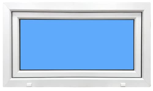 (V11T) Ventana PVC 800x500 Blanca Abatible (Golpete) Vidrio Transparente