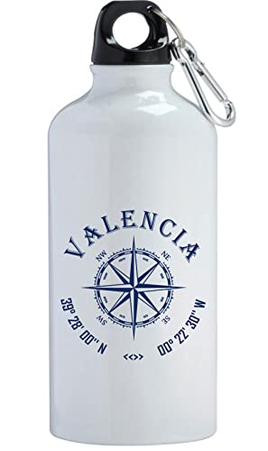 Valencia España coordina viaje recuerdo botella de agua acero inoxidable entrenamiento al aire libre Ciclismo camping a prueba de fugas gran capacidad blanco 600ml