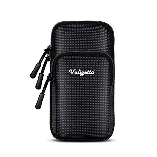 Valigetta Funda para móviles Universal de 6,5” con Bolsillo Exterior - Estuche Impermeable con Cierre para móvil – Ciclismo y Otros Deportes (Negro)