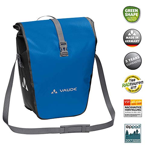 VAUDE Aqua Back – Juego de 2 bolsas para bici adaptables a la carga e impermeables, Azul, Talla única