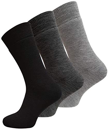 VCA 6 pares de calcetines térmicos de tejido de rizo completo, color negro, antracita y gris