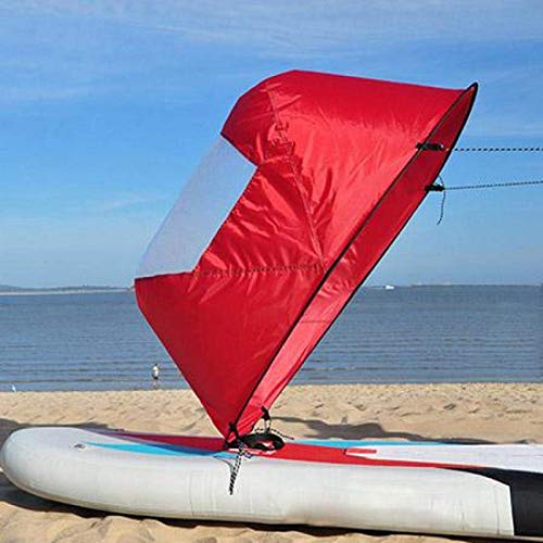 Vela de viento para kayak, paleta de viento para kayak plegable de 42 pulgadas con bolsa de almacenamiento, vela portátil a favor del viento para kayaks, canoas, botes inflables, tabla de remo (rojo)