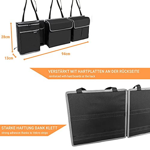 Vicera Organizador de maletero con velcro – Bolsa para maletero de coche con módulos divisibles y bolsa térmica integrada – Organizador y almacenamiento