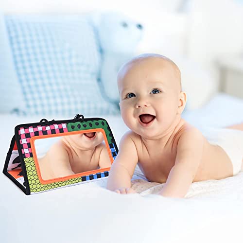 Vicloon Espejo para Bebé Boca Abajo Juguete con Patrón de Contraste Juguete para Bebés Juguetes Sensoriales en Blanco y Negro de 3 Meses