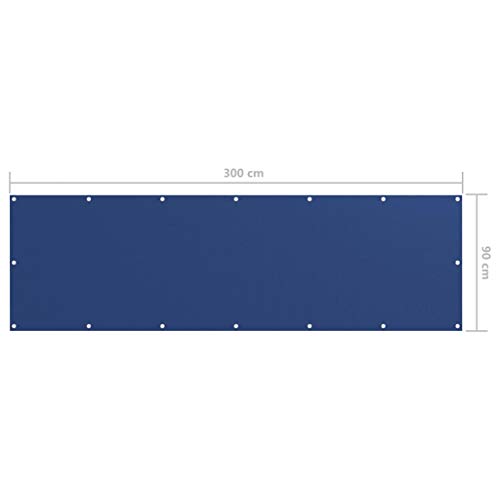 vidaXL Toldo para Balcón Parasol Pantalla Privacidad Malla Ocultación Patio Jardín Terraza Protección Impermeable Tela Oxford Azul 90x300 cm