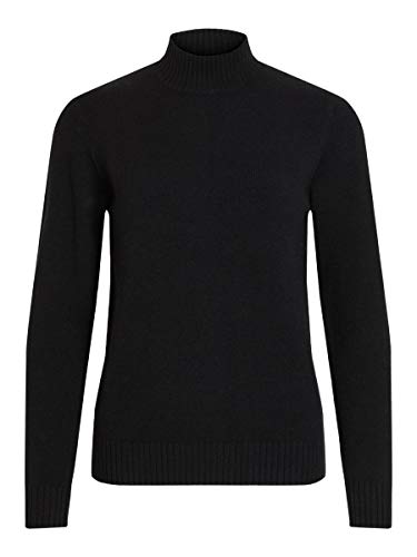 Vila Clothes Viril L/s Turtleneck Knit Top-Noos Camiseta Cuello Alto, Negro (Black), 42 (Talla del Fabricante: 42 XL) para Mujer