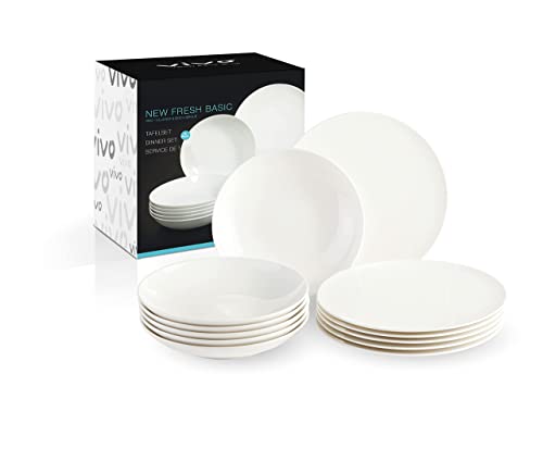 Villeroy & Boch Group Vivo New Fresh Basic Juego de mesa para 6 personas, 12 piezas, Porcelana Premium, Blanco