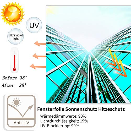 Vinilo para Ventanas, Protector Solar para Ventana Interior, lámina de Espejo autoadhesiva | 99% Anti-UV, protección contra el Calor, protección Visual para Ventanas (Verde Plata, 40X400cm)