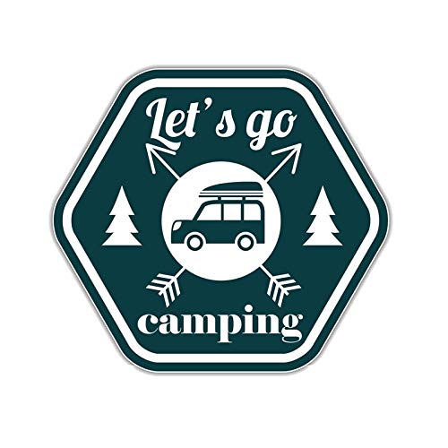 Vinilo Pegatina Adhesivo Les´s go Camping Negro Coches, caravanas, autocaravanas, campistas 14 x 13 cm de CHPYHOME