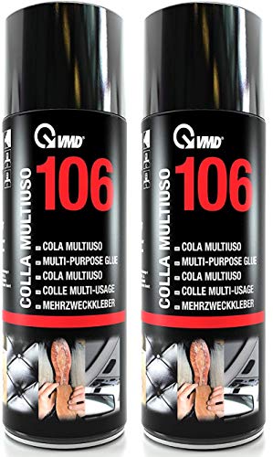 VMD 106 Pegamento en spray multiusos de 400 ml con válvula ajustable - Indicado para pegar goma, espuma de poliuretano, tejidos, madera, superficies metálicas, papel - 2 unidades