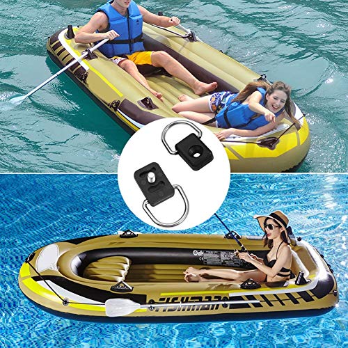 Vobor Kayak D Ring Buckle - Hebillas Tipo Kayak Tipo D, Canoa Negra, botón Especial de Pesca, Aparejo en D, Anillo con Juego de Bungee con Tornillos M6 para Kayak (10 Piezas)