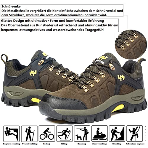 VTASQ Zapatillas Senderismo Hombre Impermeables Zapatillas Trekking Mujer al Aire Libre Botas Montaña Antideslizante Calzado Senderismo Verde 46 EU