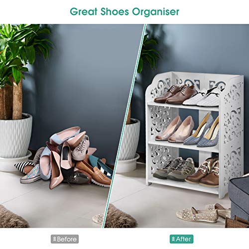Wakects - Armario zapatero de PVC para zapatos, con diseño perforado, color blanco