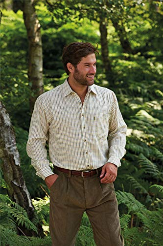Walker and Hawkes - Camisa de Manga Larga para Hombre - Algodón de fácil Cuidado - Estilo leñador - Estampado a Cuadros - Verde - M (40'')